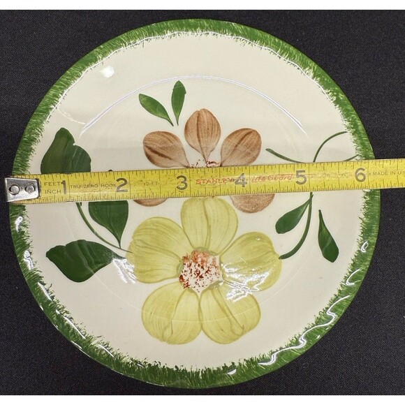 Set of 8 Blue Ridge Southern Potteries Green Briar Bread Plates 6.25” flowers - Picture 11 of 11